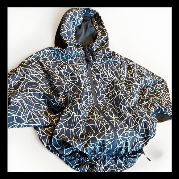 Traj3ctory Hooded RainJacket Windbreaker Abstract Dolman Sleeve Large cinchwaist - Picture 6 of 11